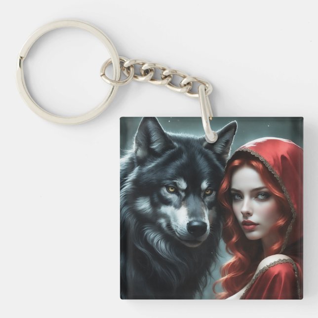 Red riding hood an his wolf  key ring (Front)