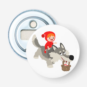 Red Riding Hood And The Wolf Button Bottle Opener