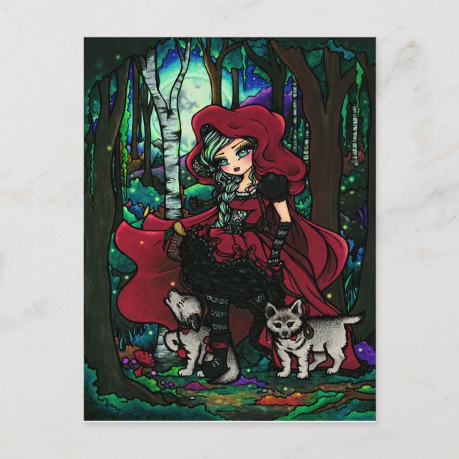 Red Riding Hood Fairytale Art Postcard (Front)