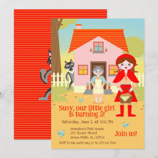 Red Riding Hood Girl Birthday Party Invitation