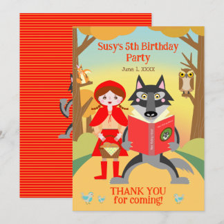 Red Riding Hood Girl Birthday Party Thank You Card