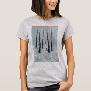 Red Riding Hood-like figure in a winter forest T-Shirt