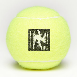 Red Riding Hood Under Trees in Grass with Wolf Tennis Balls