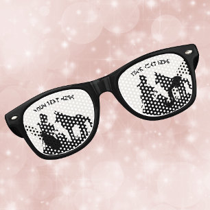 Red Riding Hood Wolf Black Silhouette on White Retro Sunglasses