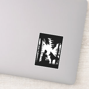 Red Riding Hood Wolf Under Trees Black Silhouette