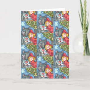 RED RIDING HOOD, WOLVES NEED HUGS TOO VALENTINE HOLIDAY CARD
