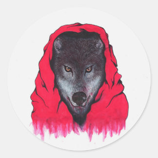 Red Riding Wolf (Stickers) Classic Round Sticker