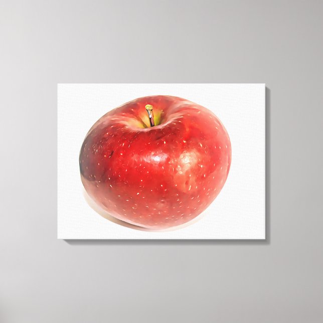 Red Ripe Apple Illustrated Art Canvas Print (Front)