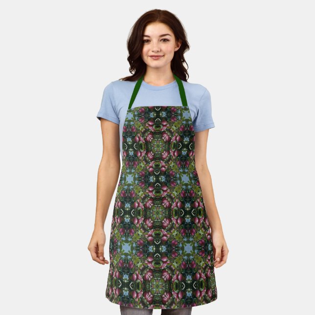 Red Ripe Apples On Tree Abstract Pattern  Apron (Worn)