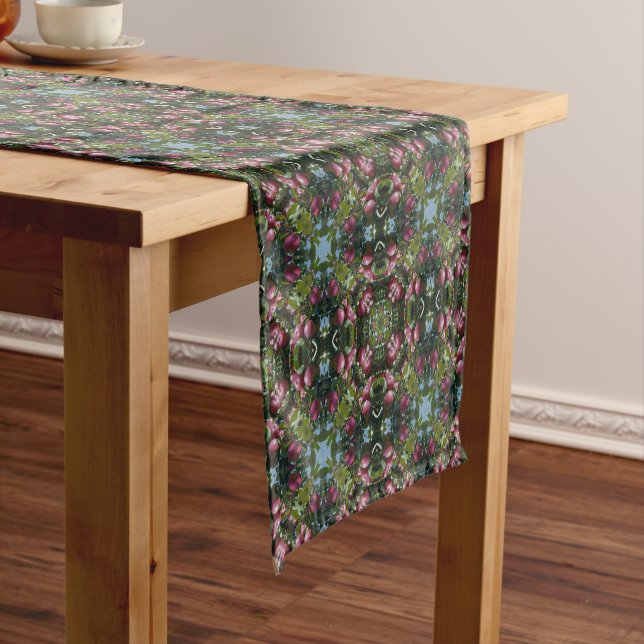 Red Ripe Apples On Tree Kaleidoscope      Short Table Runner (In Situ)