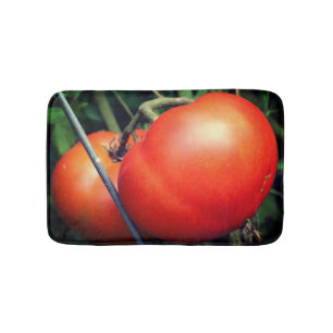 Red Ripe Garden Tomatoes On The Vine Bath Mat