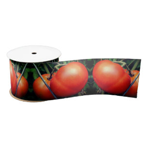 Red Ripe Garden Tomatoes On The Vine Satin Ribbon