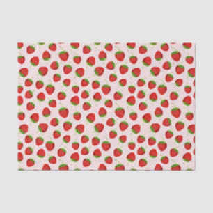 Red Ripe Strawberry and Dots Pattern  Tissue Paper