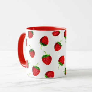 Red Ripe Strawberry Pattern Mug