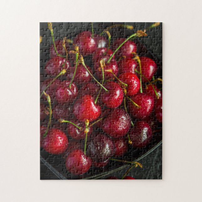 Red Ripe Sweet Cherries Berries Food Fruit Jigsaw Puzzle (Vertical)