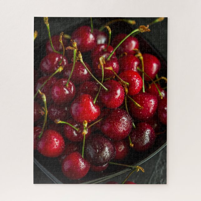 Red Ripe Sweet Cherries Berries Food Fruit Jigsaw Puzzle (Vertical)