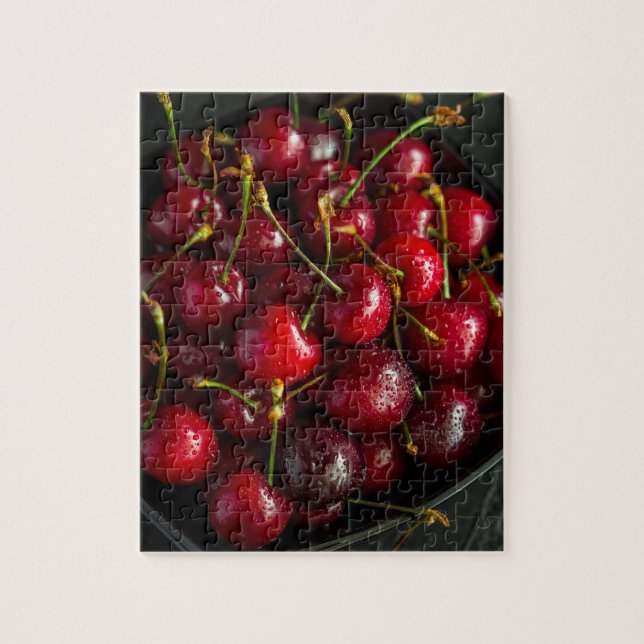 Red Ripe Sweet Cherries Berries Food Fruit Jigsaw Puzzle (Vertical)