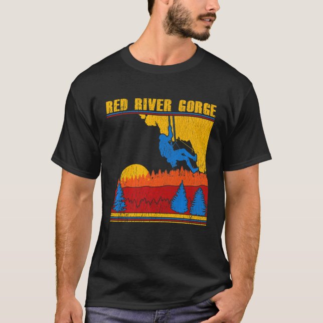 Red River Gorge Retro Rock Climbing T-Shirt (Front)