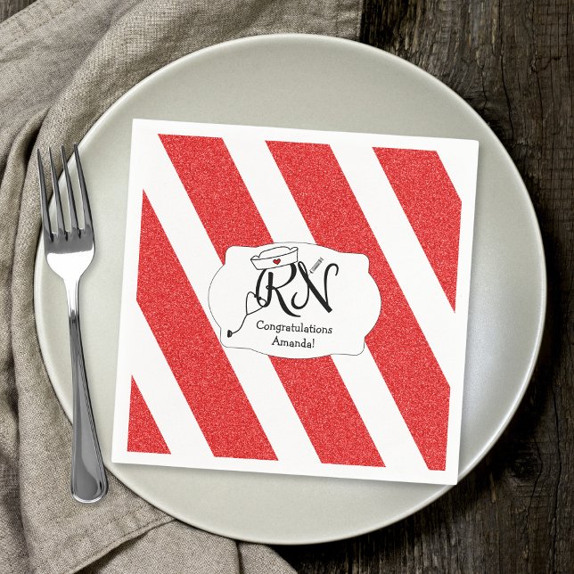 RED RN graduation party decor, nurse napkin (Creator Uploaded)