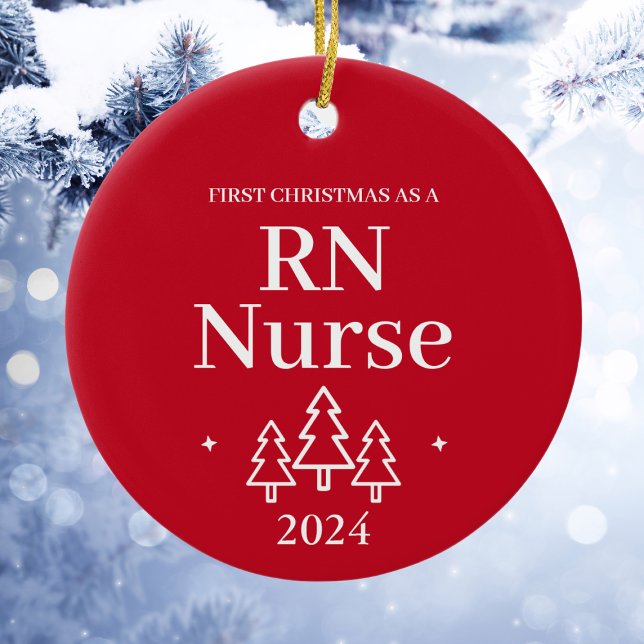 Red RN Nurse First Christmas Ceramic Tree Decoration (Red RN Nurse First Christmas Ceramic Ornament
)
