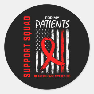 Red Rn Nurse Gifts Heart Disease Awareness Flag Ba Classic Round Sticker