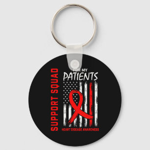 Red Rn Nurse Gifts Heart Disease Awareness Flag Ba Key Ring
