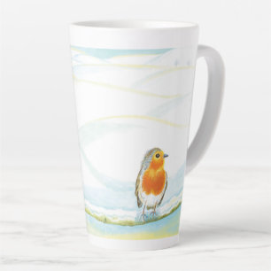 Red Robin Bird & Winter Landscape  Latte Mug