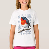 Red Robin Bird with Snowflakes