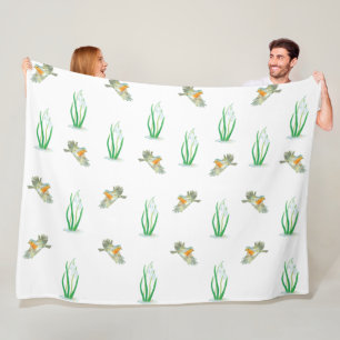 Red Robin Birds and Snowdrops spring pattern   Fleece Blanket