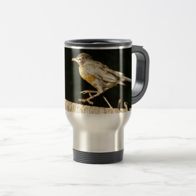 Red Robin Bobbin Travel Mug (Front Right)