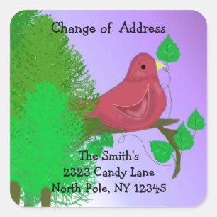 Red Robin Change of Address Square Sticker