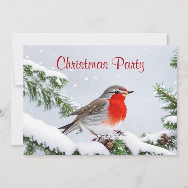 Red Robin Christmas Party Holiday Invitation (Front)