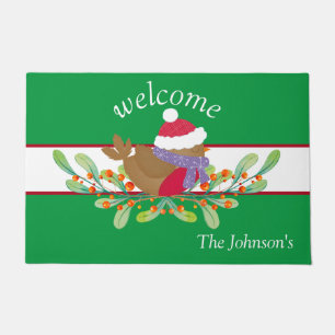 Red Robin Floral Door Mat