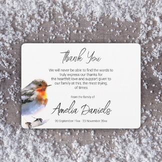 Red Robin Funeral Thank You Card