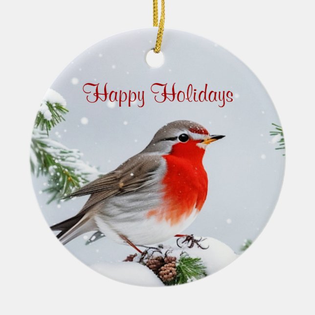 Red Robin Holiday Christmas Ornament (Front)