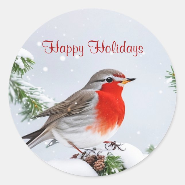 Red Robin Holiday Christmas Sticker (Front)