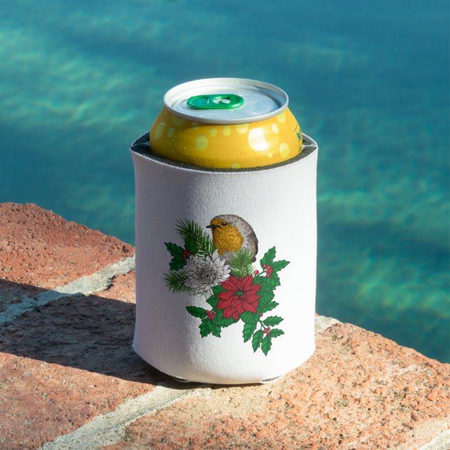 Red robin on Christhmas decoration Can Cooler (In Situ Pool)