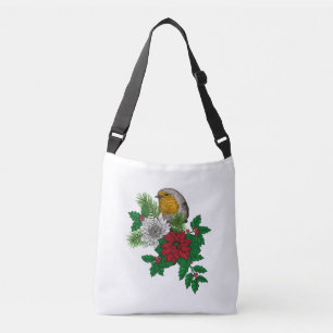 Red robin on Christhmas decoration Crossbody Bag
