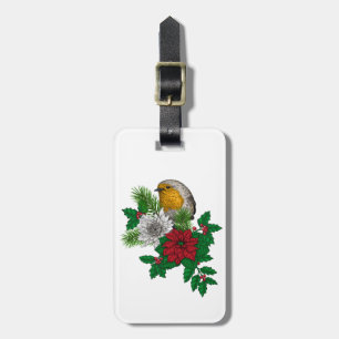 Red robin on Christhmas decoration Luggage Tag