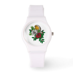 Red robin on Christhmas decoration Watch