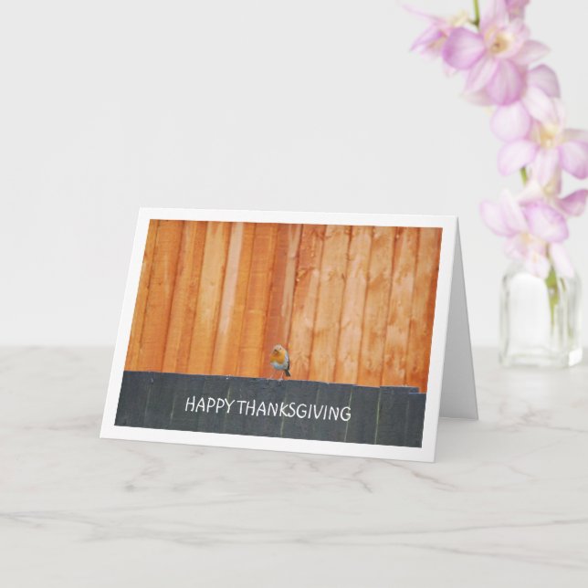 Red Robin On Fence Card (Orchid)