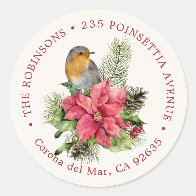 Red Robin , Poinsettia Return Address Label (Front)