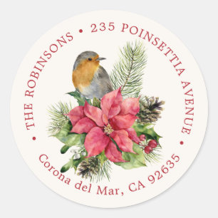 Red Robin , Poinsettia Return Address Label