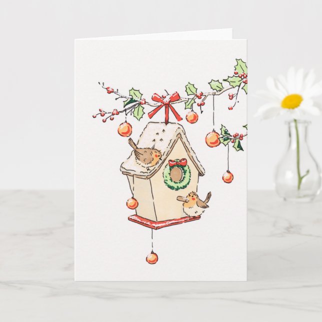 Red Robin Snow Merry Christmas Card (Small Plant)