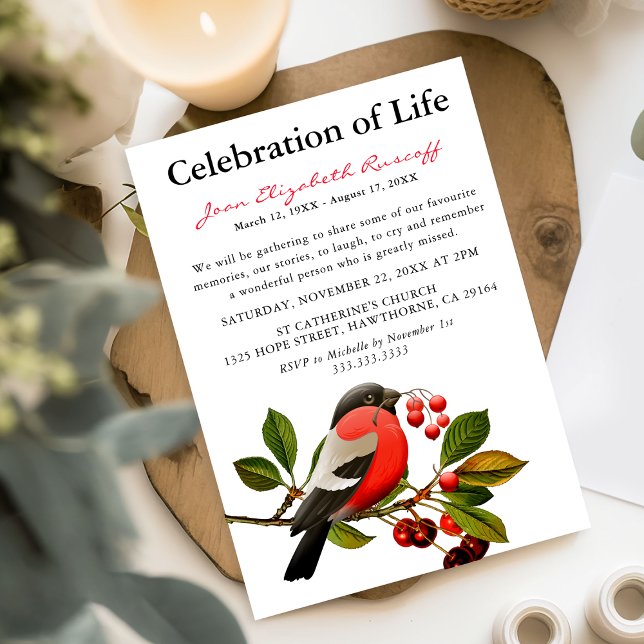 Red Robin | Spring Bird Celebration Of Life Invitation (Creator Uploaded)