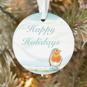 Red Robin Winter Happy Holidays Ornament