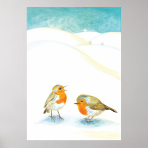 Red robins in the wintertime poster