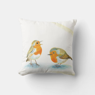 Red Robins in Winter Cushion