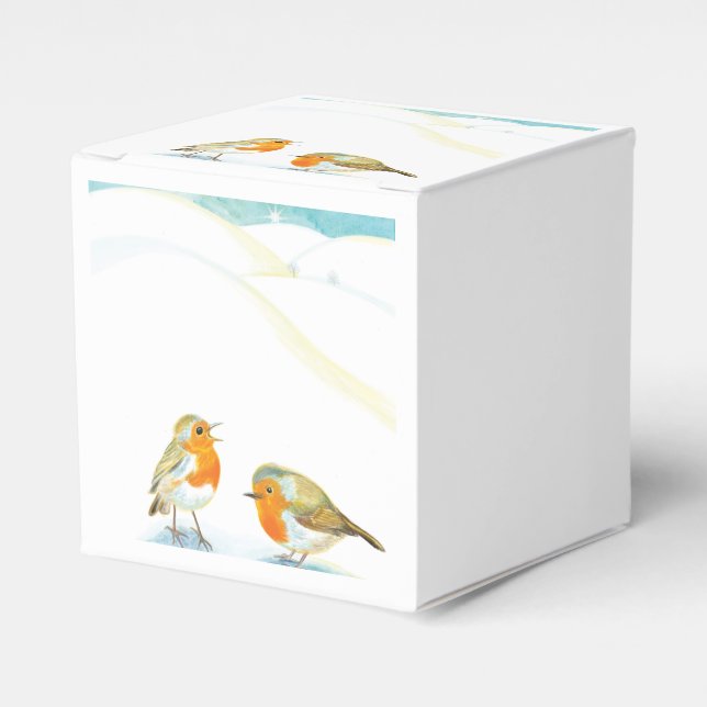 Red Robins in Winter  Favour Box (Front Side)