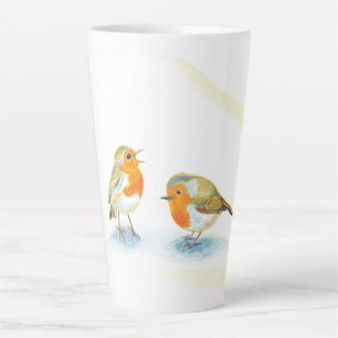 Red Robins in Winter  Latte Mug